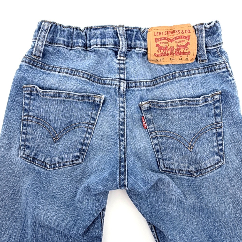 Levi's 511 Slim Jeans Youth Size 8 Reg Blue Adjustable Waist Medium Wash